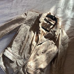 Free People Gold Crushed Velvet Blazer
